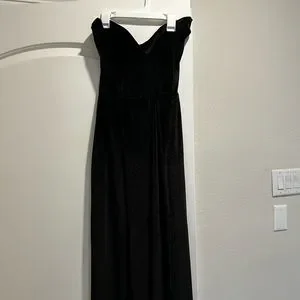 Black velvet draped wrap detail bandeau maxi dress deals